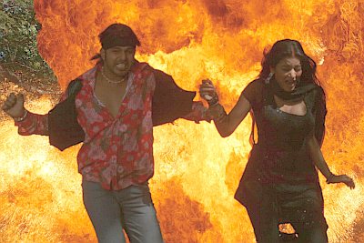 Pawan Singh in flames