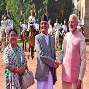 नेपाल के पीएम ओली के राष्ट्रपति भवन में भव्य स्वागत